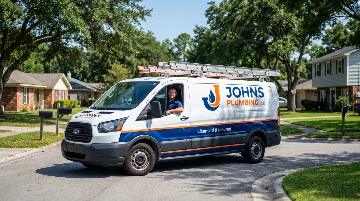 Johns Plumbing LLC service van in Stonington, ME